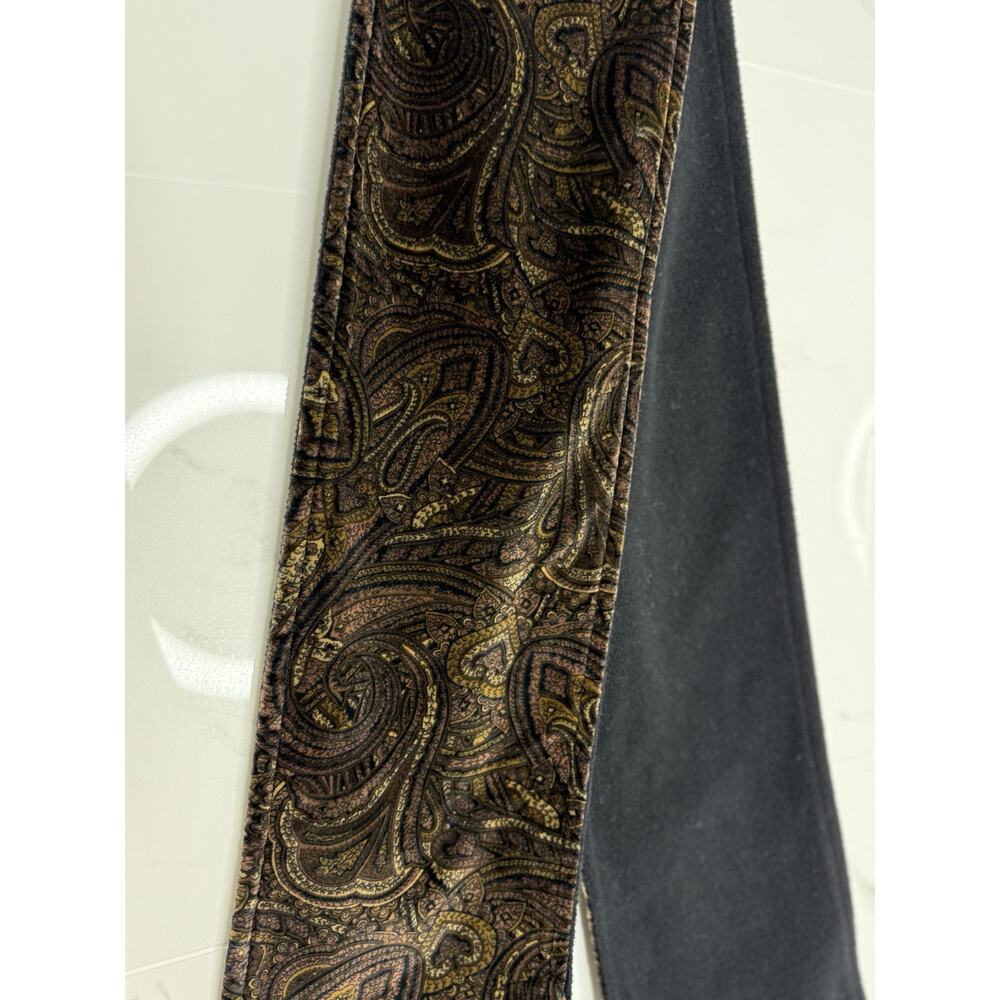 Talbots Paisley brown Velvet Fleece Lined Scarf goth Lagenlook